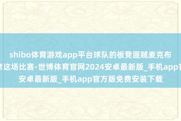 shibo体育游戏app平台球队的板凳匪贼麦克布莱德因体魄不适缺席这场比赛-世博体育官网2024安卓最新版_手机app官方版免费安装下载