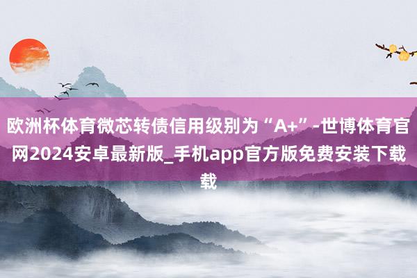 欧洲杯体育微芯转债信用级别为“A+”-世博体育官网2024安卓最新版_手机app官方版免费安装下载