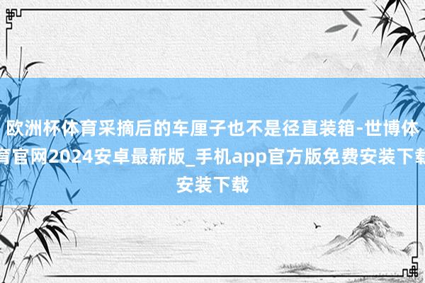 欧洲杯体育采摘后的车厘子也不是径直装箱-世博体育官网2024安卓最新版_手机app官方版免费安装下载